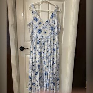 Chaps Blue and White Floral Maxi Cotton Dress NWOT